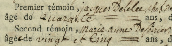 Témoins : M. Delélée, Mme Delélée née Dessirier